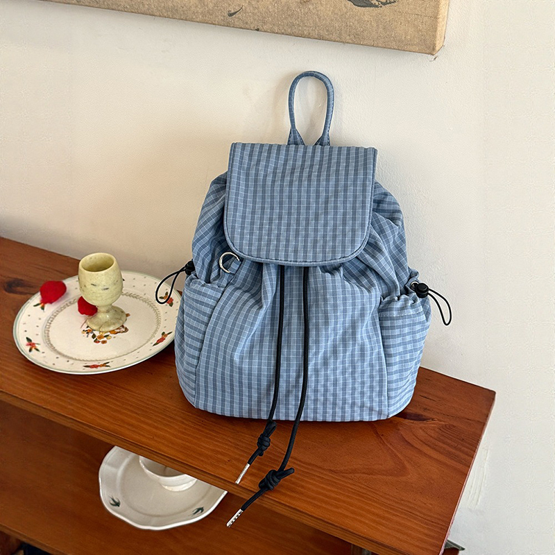 Canvas Backpack Casual - Ransel Laptop Ringan Motif Kotak-kotak Canva