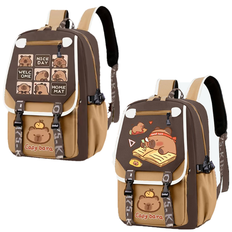 School Backpack Teen - Tas punggung anak Capybara lucu, tas