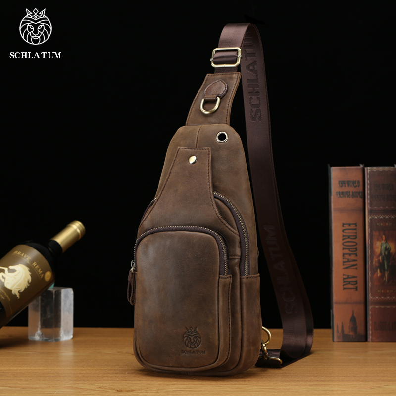 Leather Backpack Vintage - SCHLATUM tas dada kulit asli 100%,