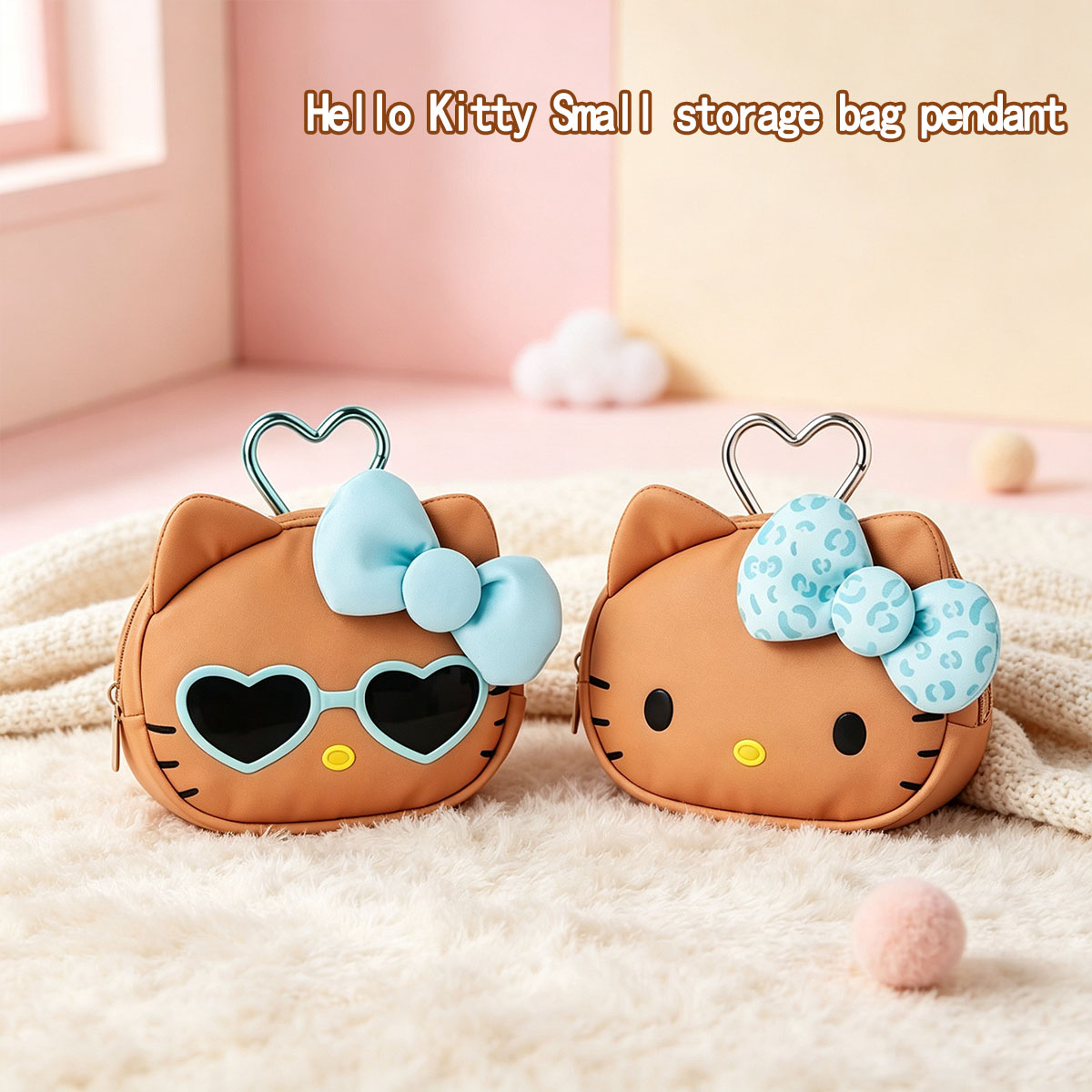 Mini Backpack Purse - Tas Penyimpanan Mini Hello Kitty Cokelat
