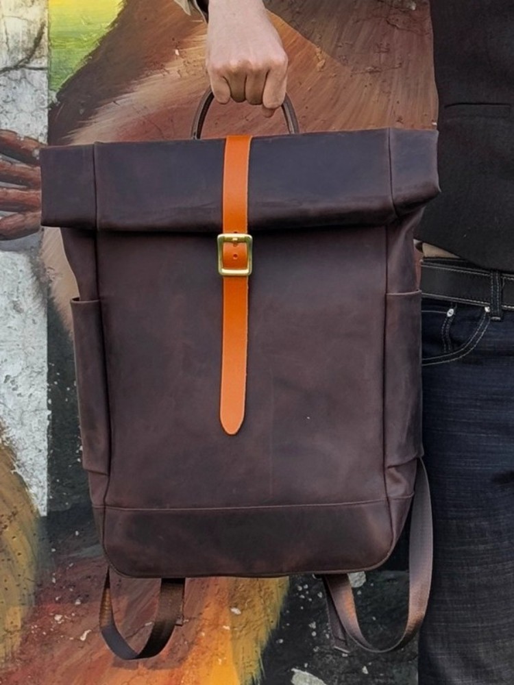 Ransel Kulit Asli Pria Kapasit - Leather Backpack Vintage ulasan dan harga