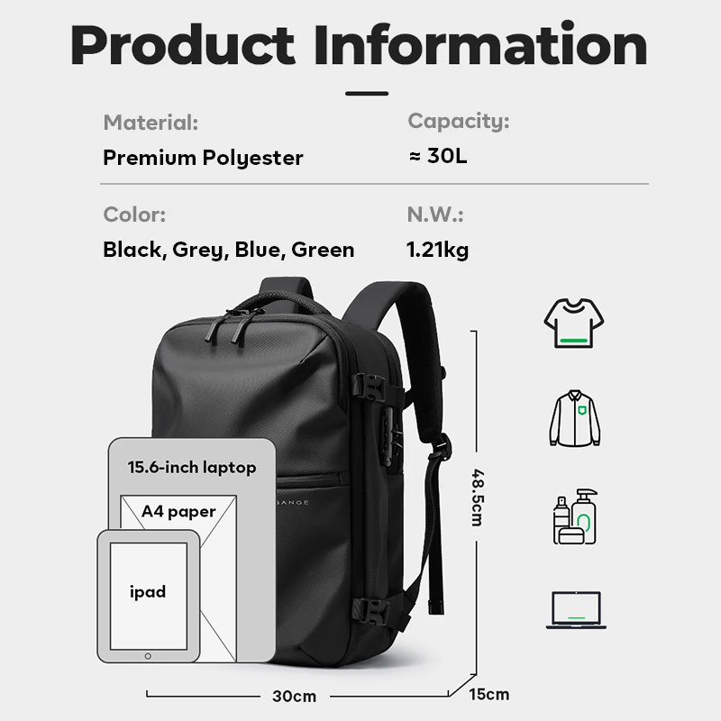 BANGE Tas Kabin Anti Maling de - Laptop Backpack 15.6 ulasan dan harga