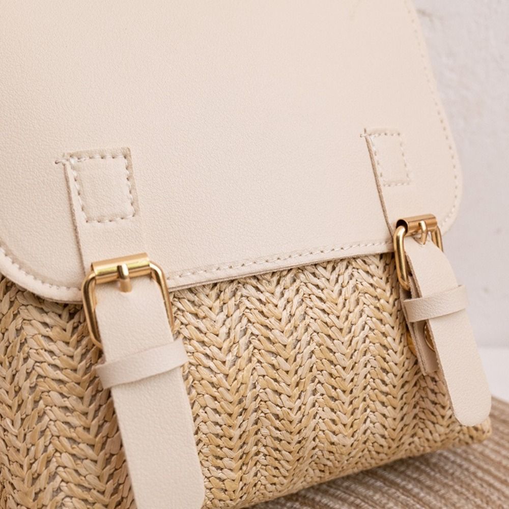 Tas Ransel Jerami Kulit PU Fas - Leather Backpack Vintage ulasan dan harga